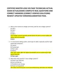 CERTIFIED MASTER LOW VOLTAGE TECHNICIAN ACTUAL EXAM ACTUALEXAMS COMPLETE REAL QUESTIONS AN
