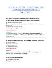IMSE 4310 – EXAM 1 | QUESTIONS AND ANSWERS | WITH COMPLETE SOLUTIONS