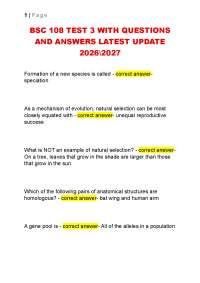 BSC 108 TEST 3 WITH QUESTIONS AND ANSWERS LATEST UPDATE 2026\2027
