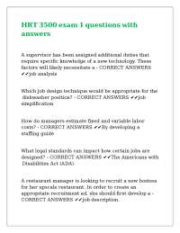 HRT 3500 exam 1 questions with answers