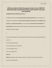 APMA Accredited Portfolio Management Advisor Exam: Graduate-Level Workbook - ACTUAL EXAM