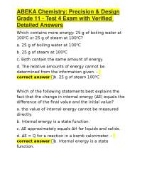 ABEKA Chemistry: Precision & Design Grade 11 - Test 4 Exam with Verified Detailed Answers