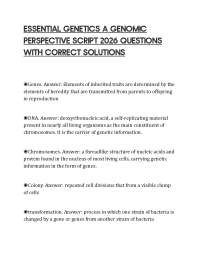 ESSENTIAL GENETICS A GENOMIC PERSPECTIVE SCRIPT 2026 QUESTIONS WITH CORRECT SOLUTIONS