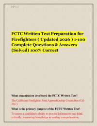 FCTC Firefighter Written Test Prep 2026 – 100 Questions & Solved Answers (100% Verified)
