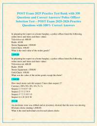 POST Exam 2026 Practice Test Bank with 350 Questions and Correct Answers/ Police Officer