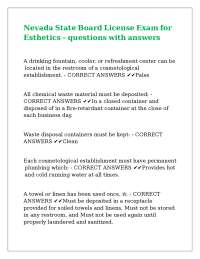 Nevada State Board License Exam for Esthetics – questions with answers