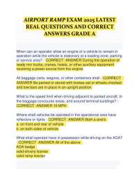 AIRPORT RAMP EXAM 2025 LATEST REAL QUESTIONS AND CORRECT ANSWERS GRADE A
