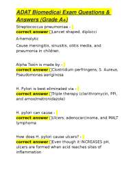 ADAT Biomedical Exam Questions & Answers (Grade A+)