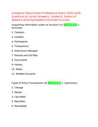 Guidewire PolicyCenter Professional Exam 2025-2026. Questions & Correct Answers. Graded A,