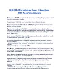 BIO 220- Microbiology Exam 1 Questions With Accurate Answers.