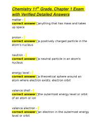 Chemistry 11th Grade, Chapter 1 Exam with Verified Detailed Answers