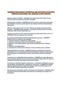 GOODMAN AND GILMAN'S ANTIBIOTICS AND ANTIVIRALS EXAM WITH COMPLETE SOLUTIONS