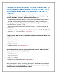 CERTIFICATION INFECTION CONTROL (CIC) REAL AND PREP EXAM 150 QURESTIONS AND CORRECT ANSW