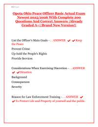 2025/2026 OPOTA Ohio Peace Officer Basic Exam – Newest Actual Test Bank & Answers | Pass t