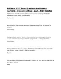 Colorado POST Exam Questions And Correct Answers | Guaranteed Pass| 2026/2027 Updated