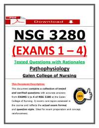 NSG 3280 Exams 1-4 Questions & Answers (2026/2027) | Pathophysiology | International Nursi