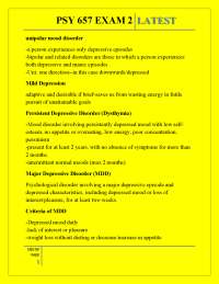 PSY 657 EXAM 2LATEST, PSY 657 EXAM 2LATEST