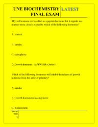 UNE BIOCHEMISTRY LATEST FINAL EXAM