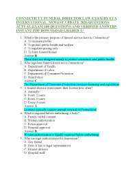 CONNECTICUT FUNERAL DIRECTOR LAW EXAM BY ETA INTERNATIONAL. NEWEST UPDATE 2026 QUESTIONS