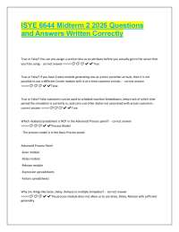 ISYE 6644 Midterm 2 2026: Questions and Correct Answers Study Guide