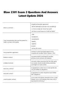 Blaw 2301 Exam 2 Questions And Answers Latest Update 2026