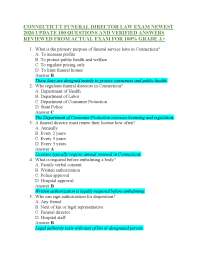 CONNECTICUT FUNERAL DIRECTOR LAW EXAM NEWEST 2026 UPDATE 100 QUESTIONS AND VERIFIED ANSWE