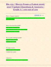 Bio 133 / Bio133 Exam 4 (Latest 2026/ 2027 Update) Questions & Answers | Grade A