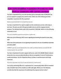 CON 2370 Simplified Acquisition Procedures Exam Practice Questions with Correct Answers