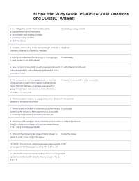 RI Pipe fitter Study Guide UPDATED ACTUAL Questions and CORRECT Answers