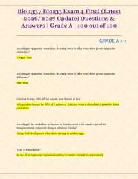Bio 133 / Bio133 Exam 4 Final (Latest 2026/ 2027 Update) Questions & Answers | Grade A