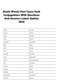Dutch Words-Past Tense Verb Conjugations With Questions And Answers Latest Update 2026