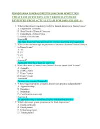 PENNSYLVANIA FUNERAL DIRECTOR LAW EXAM NEWEST 2026 UPDATE 100 QUESTIONS AND VERIFIED ANSW