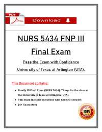 NURS 5434 FNP III Final Exam Questions & Answers (2026/2027) | Nursing | UTA (PDF)