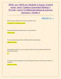 BIOL 101/ BIOL101 Module 6 Exam: (Latest 2026/ 2027 Update) Essential Biology I W/Lab |