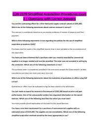 CON 2370 Simplified Acquisition Procedures Exam 2 | Questions with Correct Answers