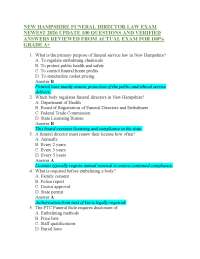 NEW HAMPSHIRE FUNERAL DIRECTOR LAW EXAM NEWEST 2026 UPDATE 100 QUESTIONS AND VERIFIED AN