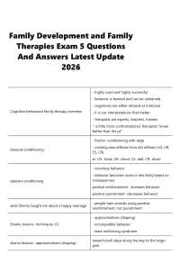 Family Development and Family Therapies Exam 5 Questions And Answers Latest Update 2026