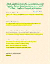 BIOL 459 Final Exam V2 (Latest 2026/ 2027 Update) Actual Questions & Answers | 100%