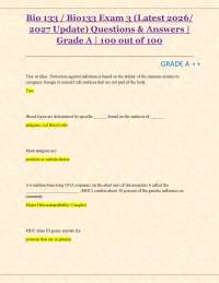 Bio 133 / Bio133 Exam 3 (Latest 2026/ 2027 Update) Questions & Answers | Grade A