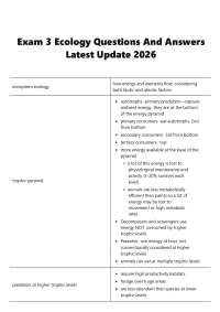 Exam 3 Ecology Questions And Answers Latest Update 2026