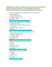 NEBRASKA FUNERAL DIRECTOR LAW EXAM NEWEST 2026 UPDATE 100 QUESTIONS AND VERIFIED ANSWER