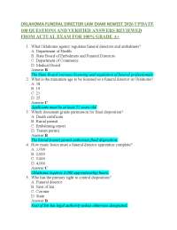 OKLAHOMA FUNERAL DIRECTOR LAW EXAM NEWEST 2026 UPDATE 100 QUESTIONS AND VERIFIED ANSWERS