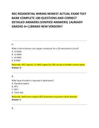 NEC RESIDENTIAL WIRING NEWEST ACTUAL EXAM TEST BANK COMPLETE 100 QUESTIONS AND CORRECT DET