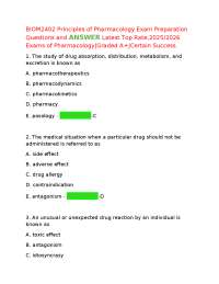 BIOM2402 Principles of Pharmacology Exam Preparation Questions and ANSWER Latest Top Rate,