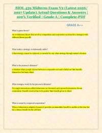 BIOL 459 Midterm Exam V2 (Latest 2026/ 2027 Update) Actual Questions & Answers | 100%