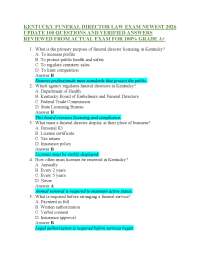 KENTUCKY FUNERAL DIRECTOR LAW EXAM NEWEST 2026 UPDATE 100 QUESTIONS AND VERIFIED ANSWERS