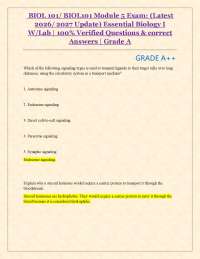 BIOL 101/ BIOL101 Module 5 Exam: (Latest 2026/ 2027 Update) Essential Biology I W/Lab