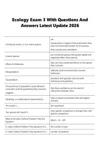 Ecology Exam 3 With Questions And Answers Latest Update 2026