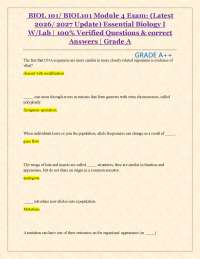 BIOL 101/ BIOL101 Module 4 Exam: (Latest 2026/ 2027 Update) Essential Biology I W/Lab |