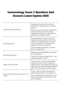 Immunology Exam 3 Questions And Answers Latest Update 2026